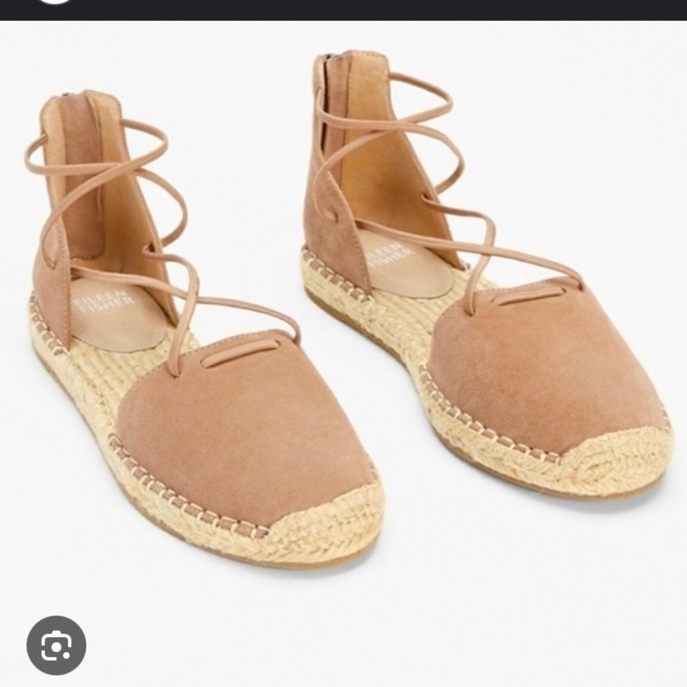 Eileen Fisher Leather Lace Up D'Orsay Lee Espadrille Latte Flat tan spring boho